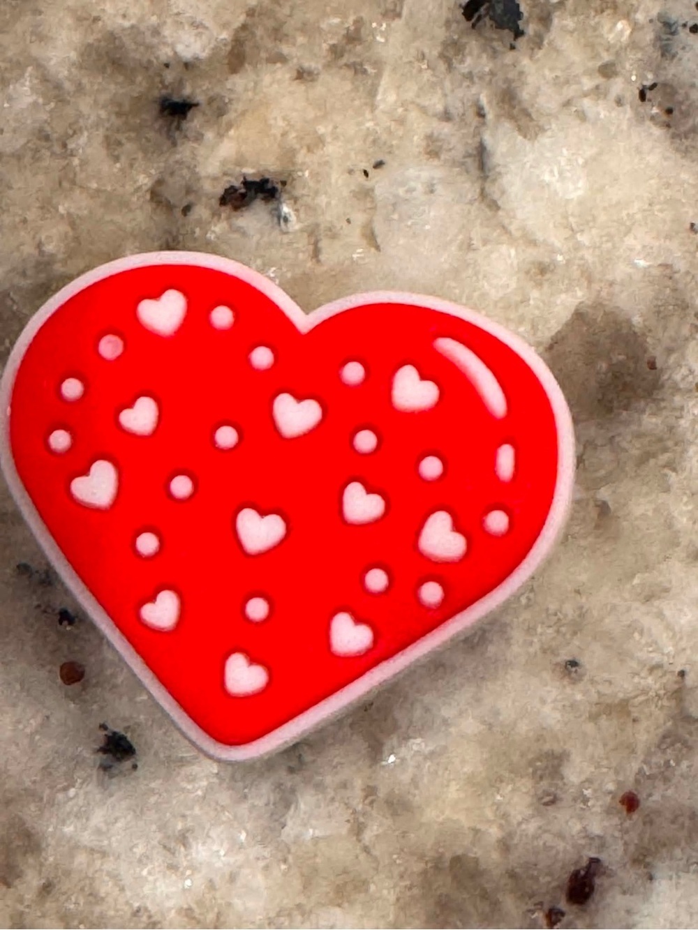 CROCS Red Heart Jibbitz Charm with Pink Accents